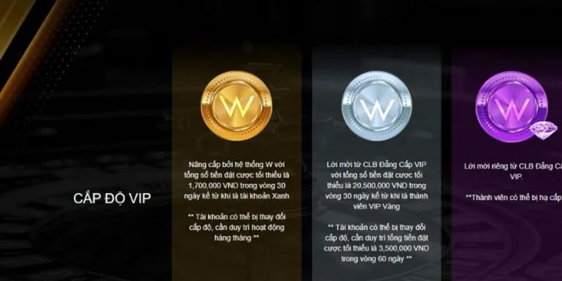 Cách tham gia chương trình VIP tại W88 theo hạng thành viên