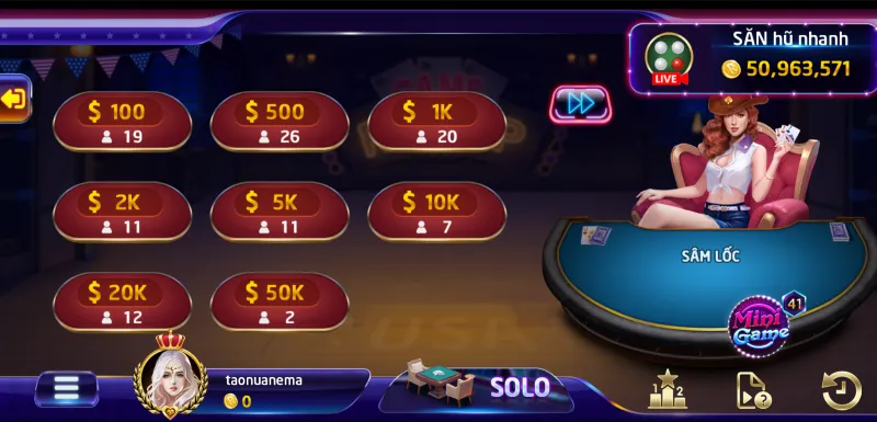 Bàn chơi bài Sâm Lốc tại cổng game W88 thiết kế đơn giản, logic